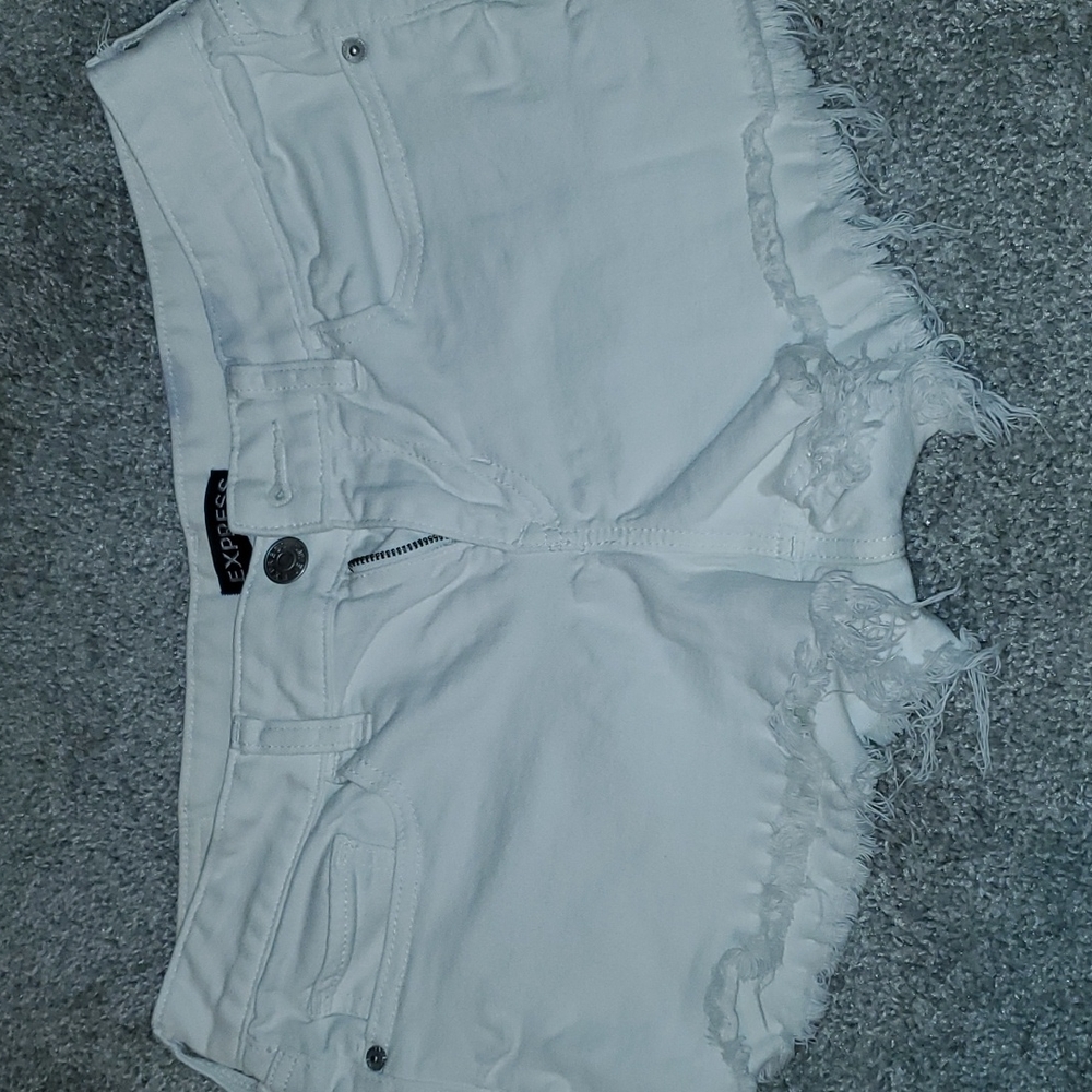 Express white shorts, slight discolor on top at waistband